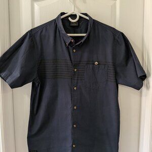 Oakley Short Sleeve Button Down Shirt Mens Large Navy 100% Cotton